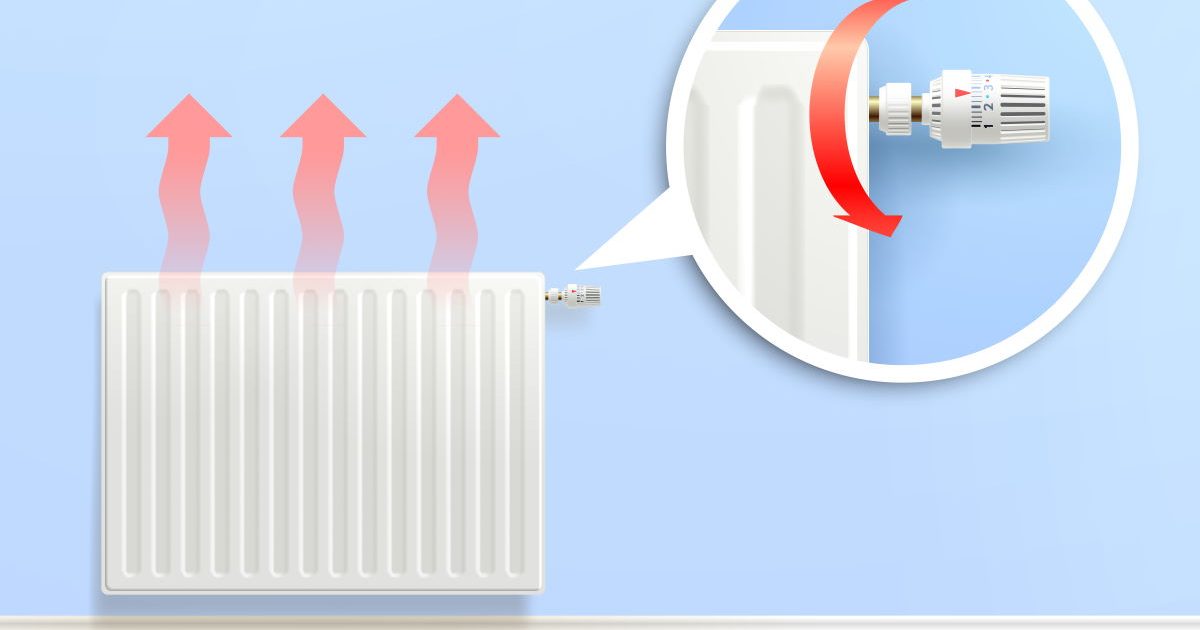 Realistic heating radiator with temperature knob in zoom vector illustration